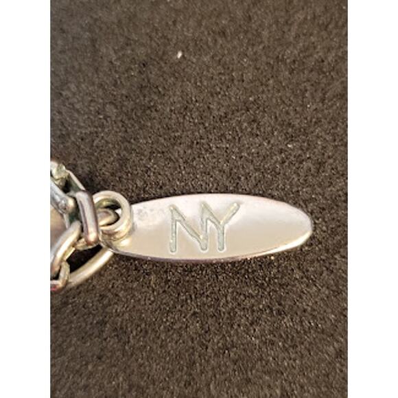 New York & Co Mesh Silver Tone Bib Necklace with Blue Faceted Stones - Picture 2 of 6